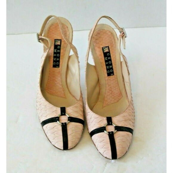 George Mang Jane Sling Back Heels Pink Python Italy Shoes w/Box Sz 36.5 US 6 - Picture 4 of 11